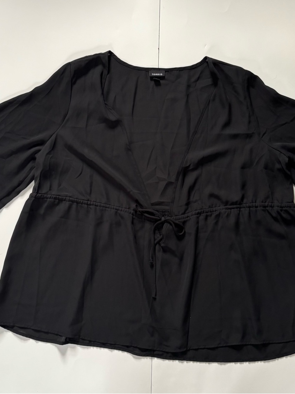 Torrid Black Deep V Bow Front Blouse - Women's Top